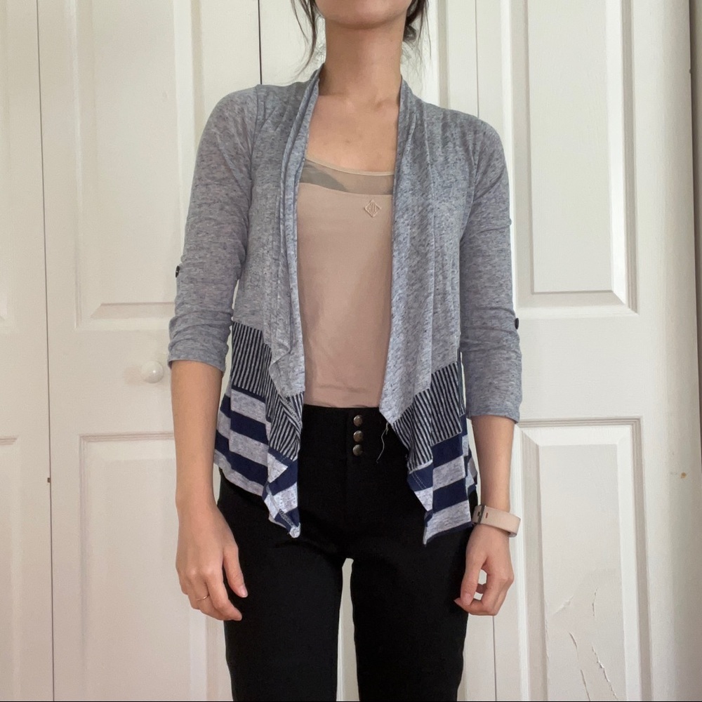Blue striped flowy cardigan